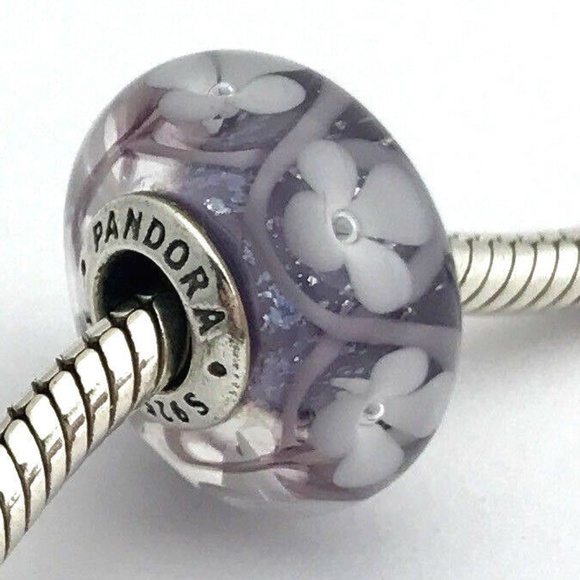 shades of purple flat beads Beautiful necklace snake chain in silver and Murano glass